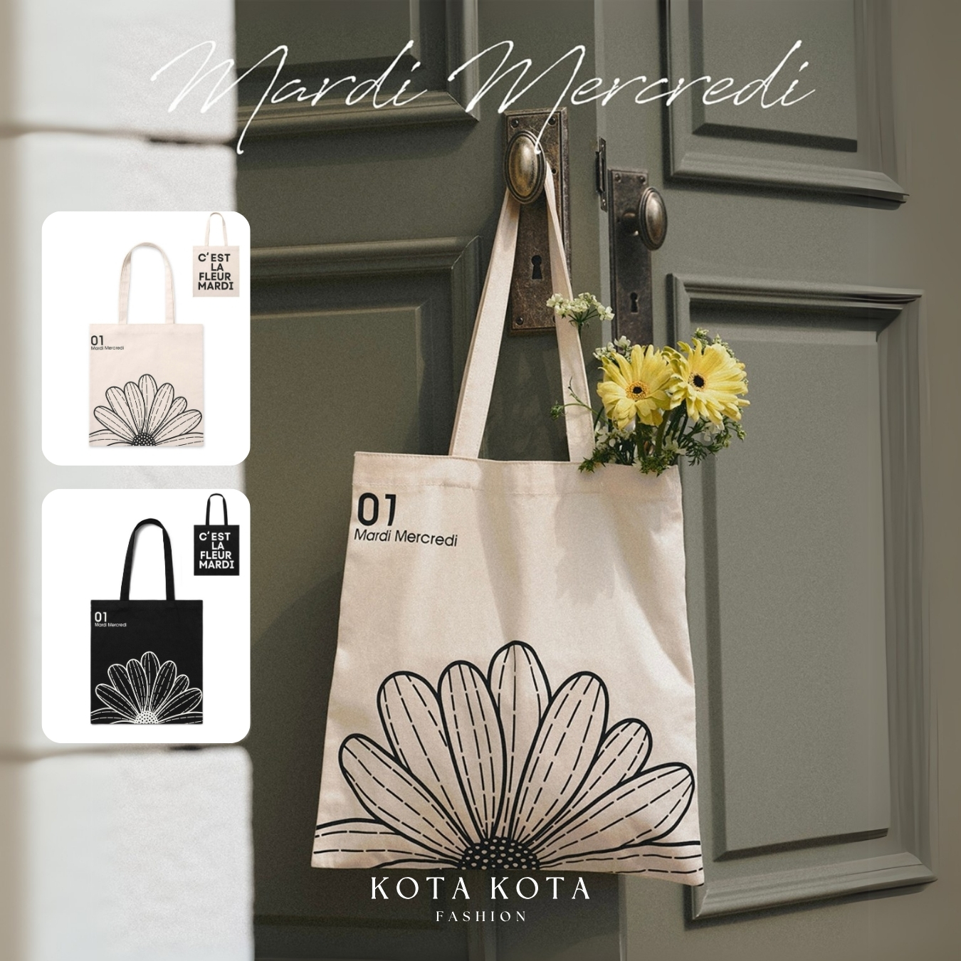 MARDI MERCREDI CANVAS BAG FLOWER