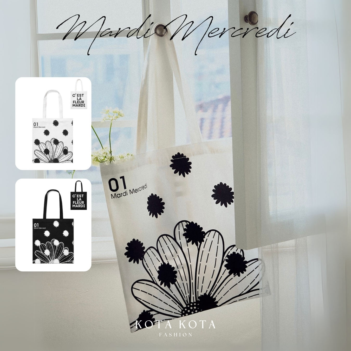 MARDI MERCREDI CANVAS BAG FLOWER DOTS
